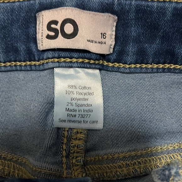 Girls Size 16 SO Distressed Stretch Jeans - Picture 4 of 5